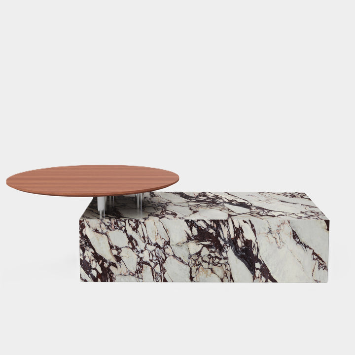 Odense coffee table front view in Calacatta Viola