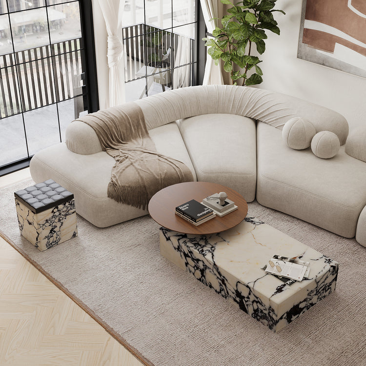 Odense marble coffee table lifestyle view in Calacatta Viola