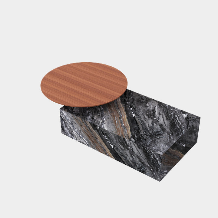Odense marble coffee table side view in Grey Galaxy