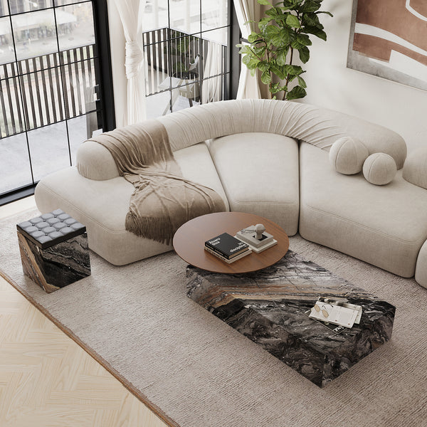 Odense marble coffee table lifestyle view in Grey Galaxy
