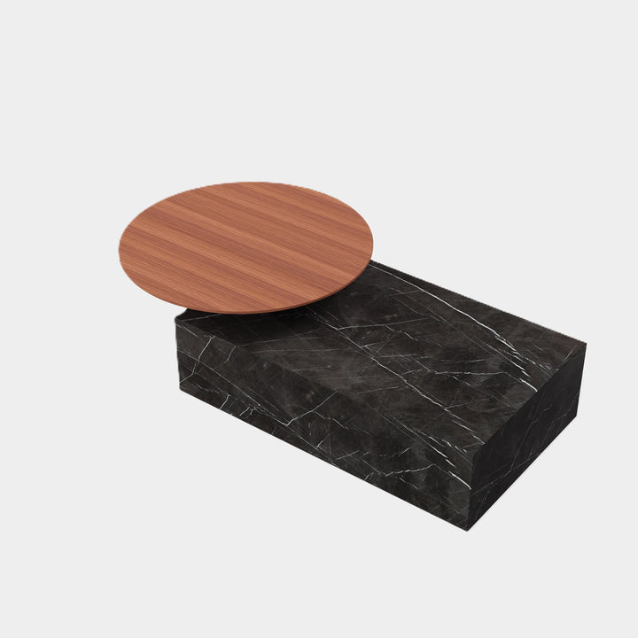 Odense marble coffee table side view in Grey Kenzo