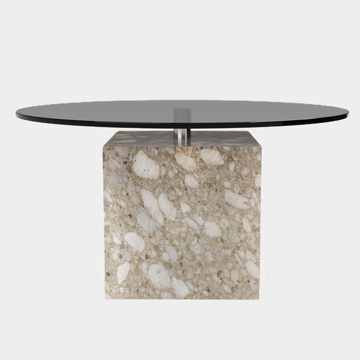 Bogense marble coffee table front view in Beige Breccia