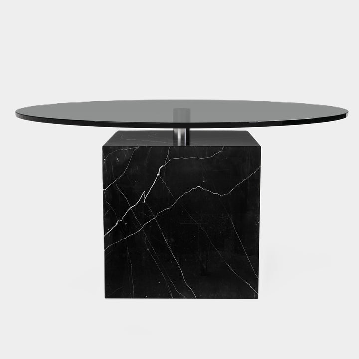 Bogense marble coffee table front view in Black Eagle