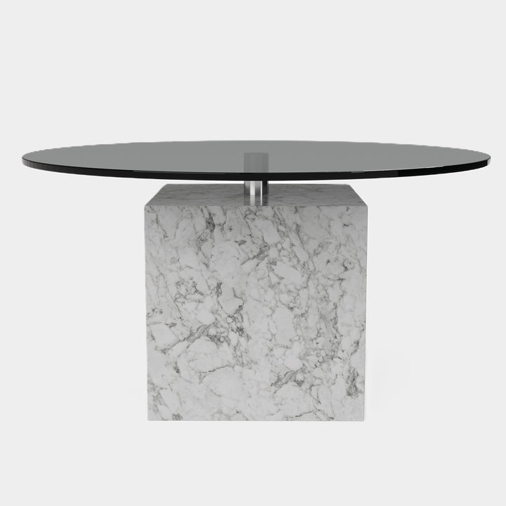 Bogense marble coffee table front view in White Carrara