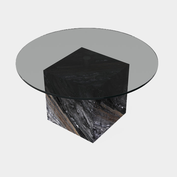 Bogense marble coffee table side view in Grey Galaxy