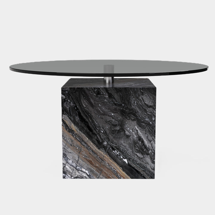 Bogense marble coffee table front view in Grey Galaxy