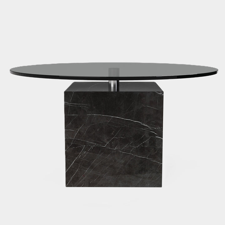 Bogense marble coffee table side view in Grey Kenzo