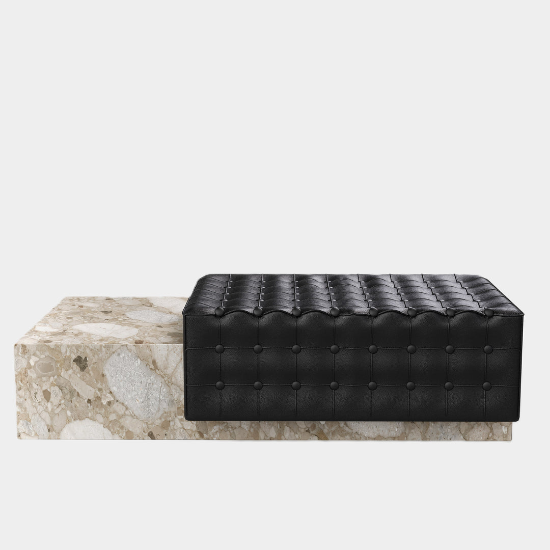 Maribo - Tufted Marble Chaise - Beige Breccia