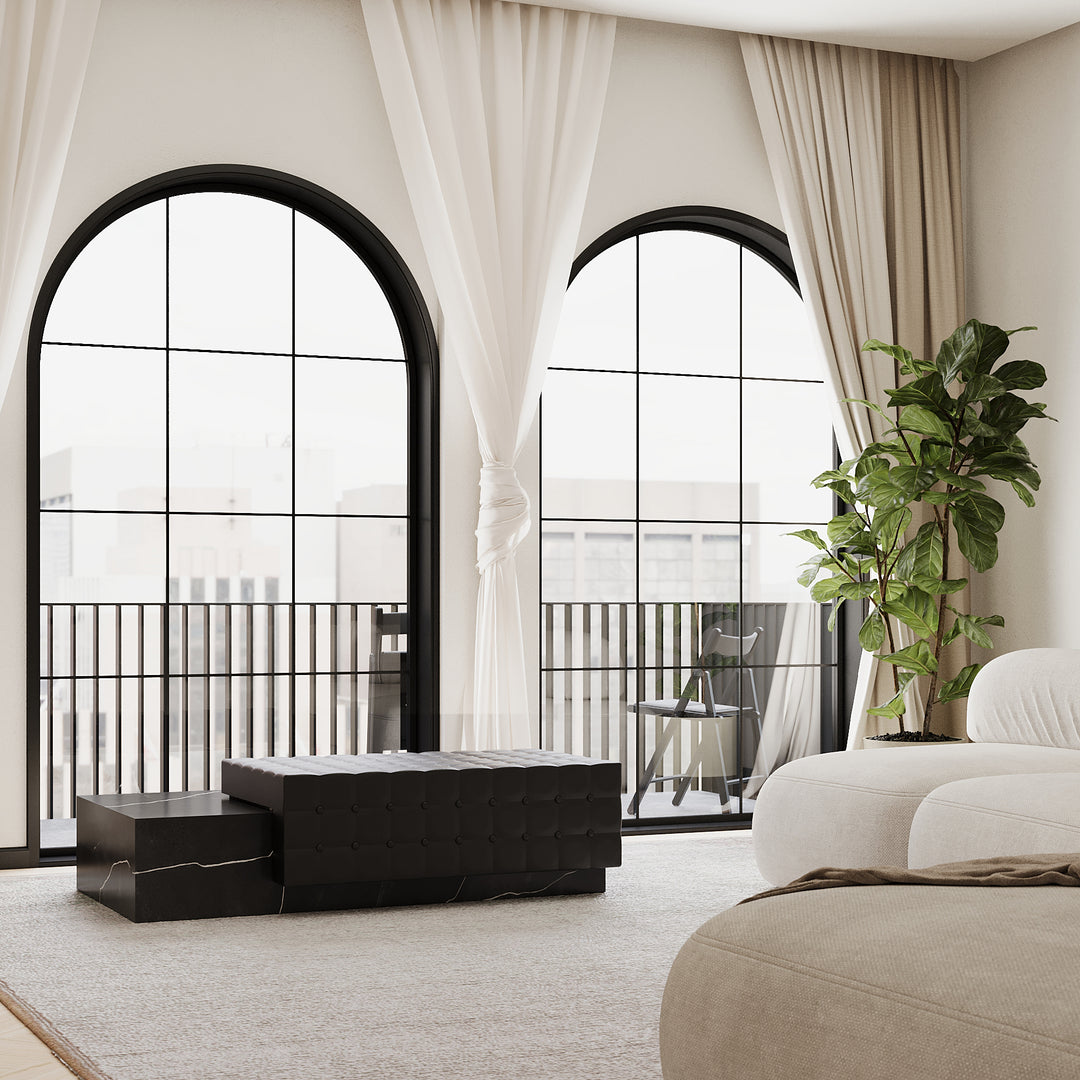 Maribo - Tufted Marble Chaise - Black Eagle