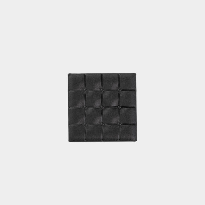 Halden tufted leather marble ottoman top view in Grey Galaxy
