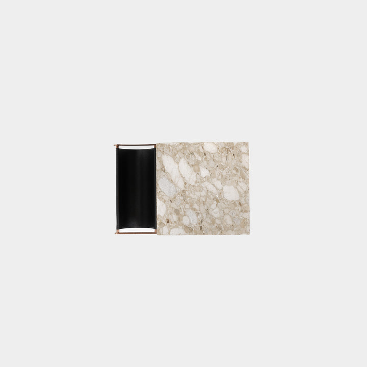 Aarhaus marble side table top view in Beige Breccia