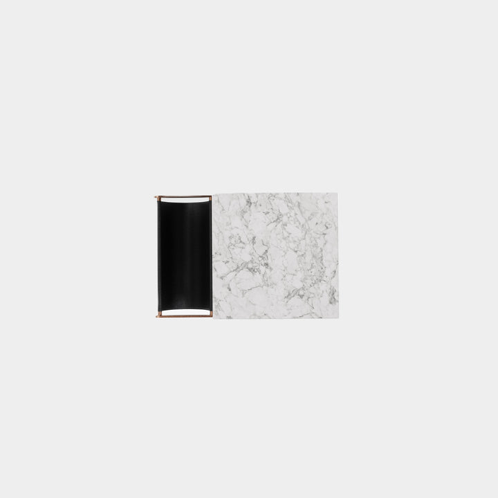 Aarhaus marble side table top view in White Carrara