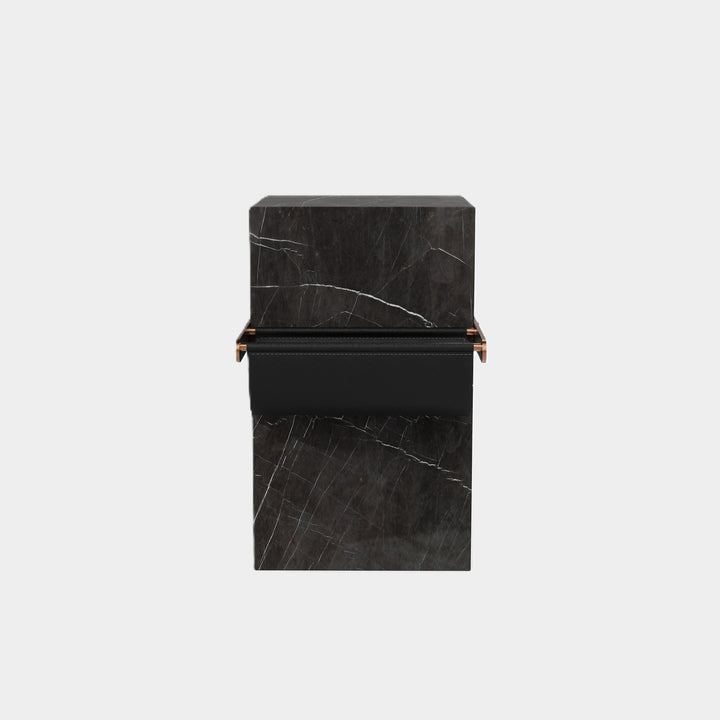 Aarhaus marble side table front view in Grey Kenzo