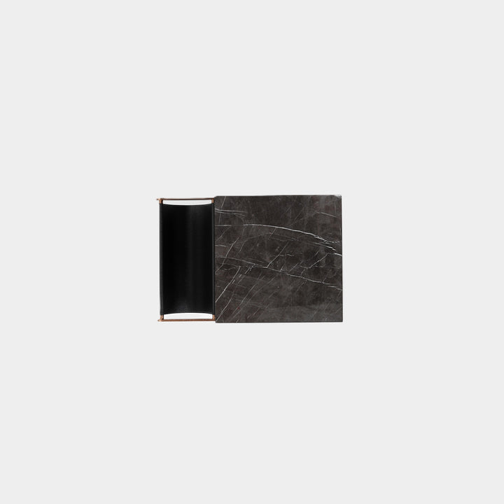 Aarhaus marble side table top view in Grey Kenzo