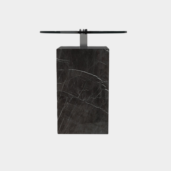 Skagen marble side table front view in Grey Kenzo