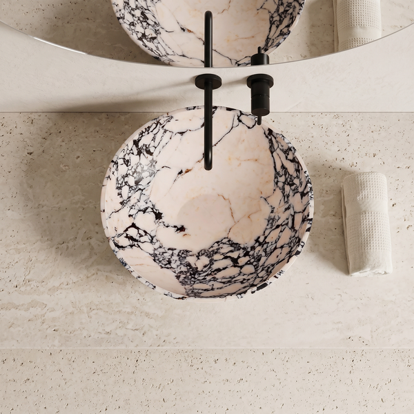 Calacatta Viola marble basin — top view