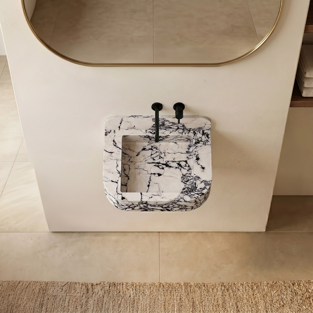 NORDST Assens marble vanity in Calacatta Viola marble - Small - Top View