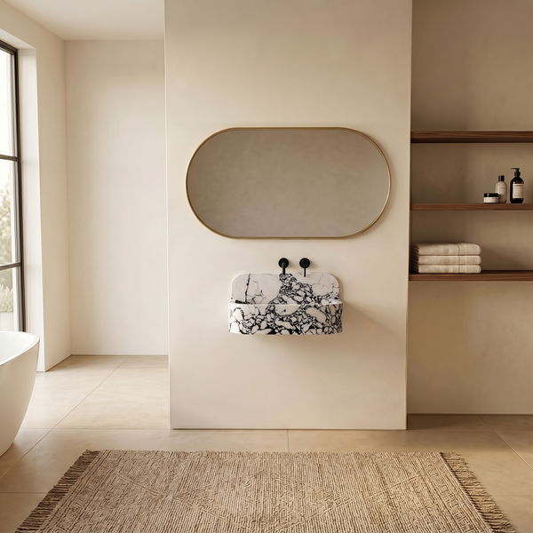 NORDST Assens marble vanity in Calacatta Viola marble - Small - Front View