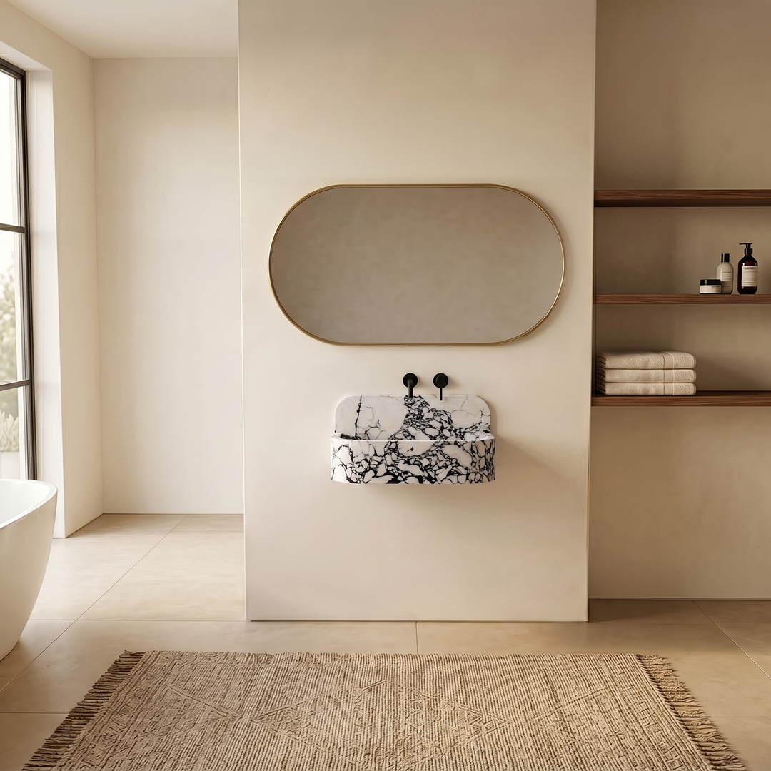 NORDST Assens marble vanity in Calacatta Viola marble - Small - Front View