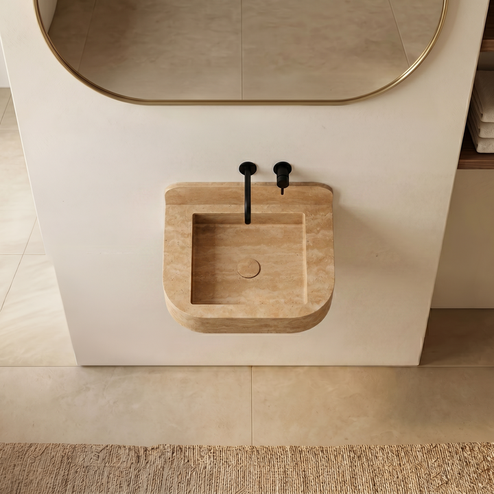 NORDST Assens marble vanity in Grey Galaxy marble - Small - Top View