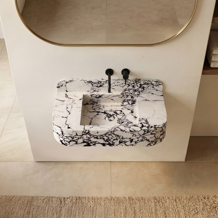 NORDST Assens marble vanity in Grey Galaxy marble - Large - Top View