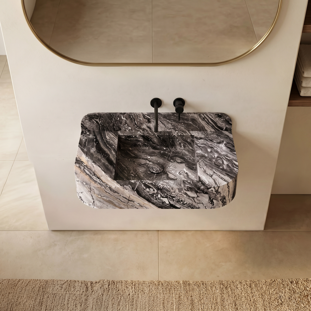 NORDST Assens marble vanity in Calacatta Viola marble - Large - Top View