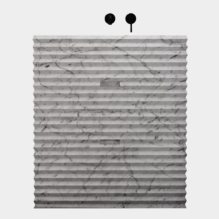Njord - Ribbed Marble Bathroom Vanity - White Carrara - Medium