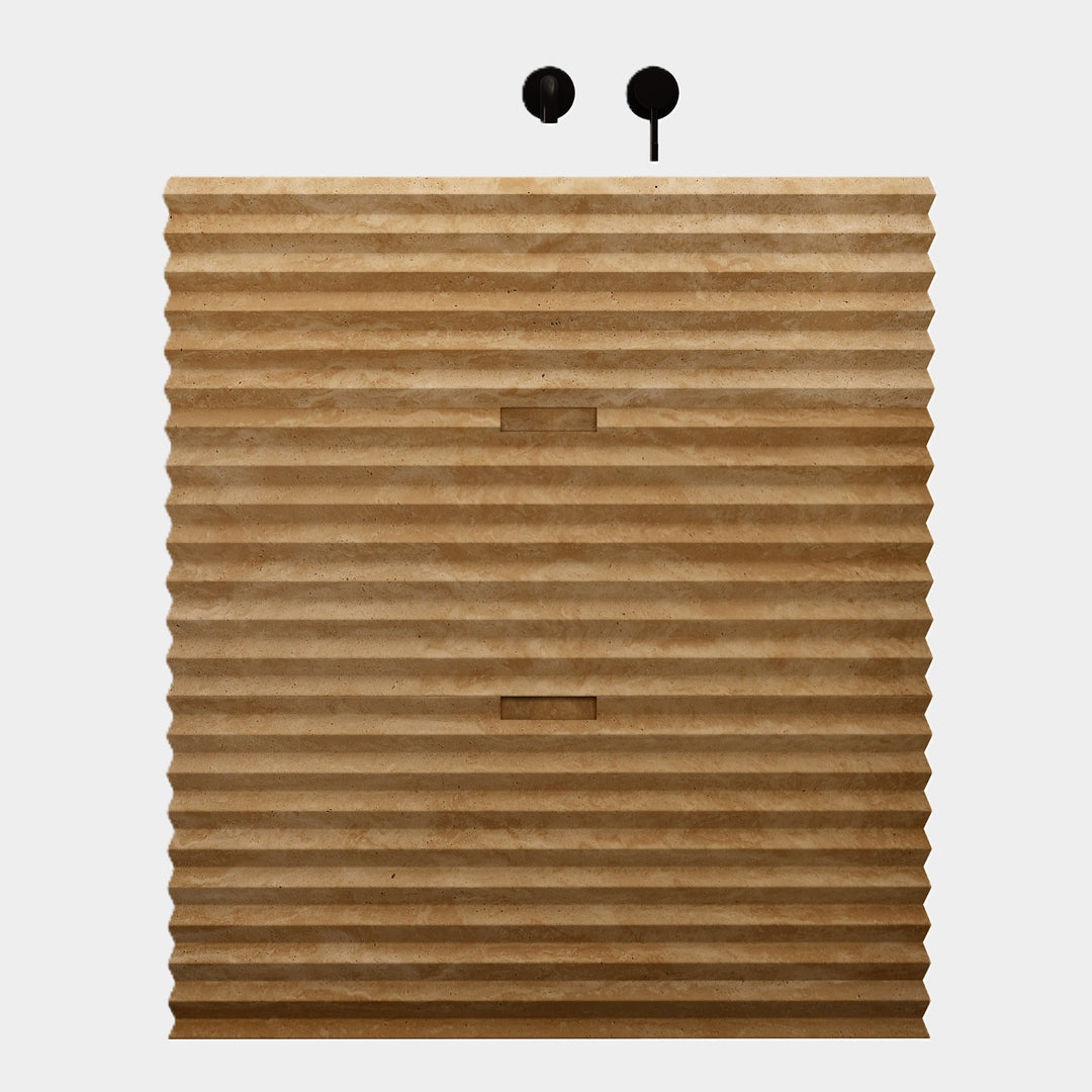 Njord - Ribbed Marble Bathroom Vanity - Beige Travertine - Medium