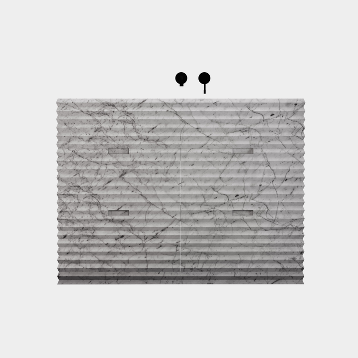 Njord - Ribbed Marble Bathroom Vanity - White Carrara - Large