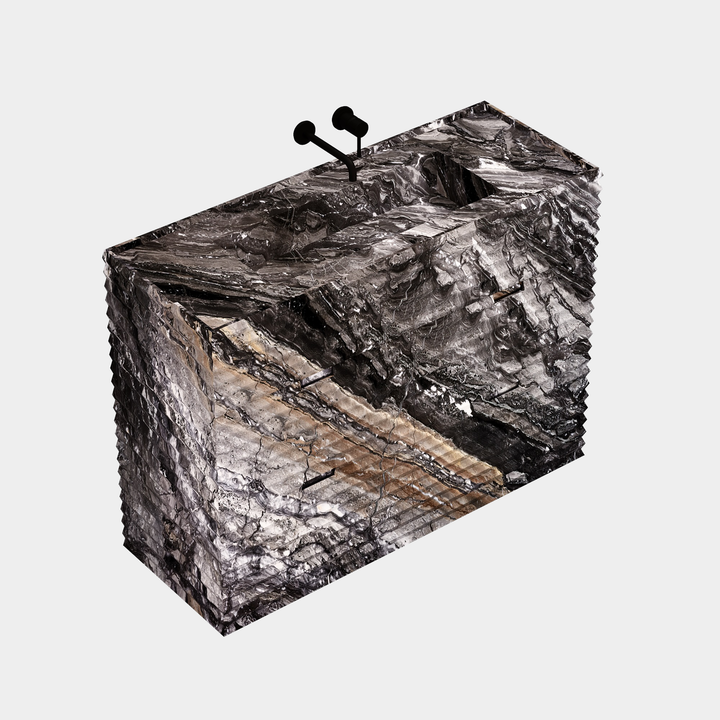 Njord - Ribbed Marble Bathroom Vanity - Grey Galaxy - Large