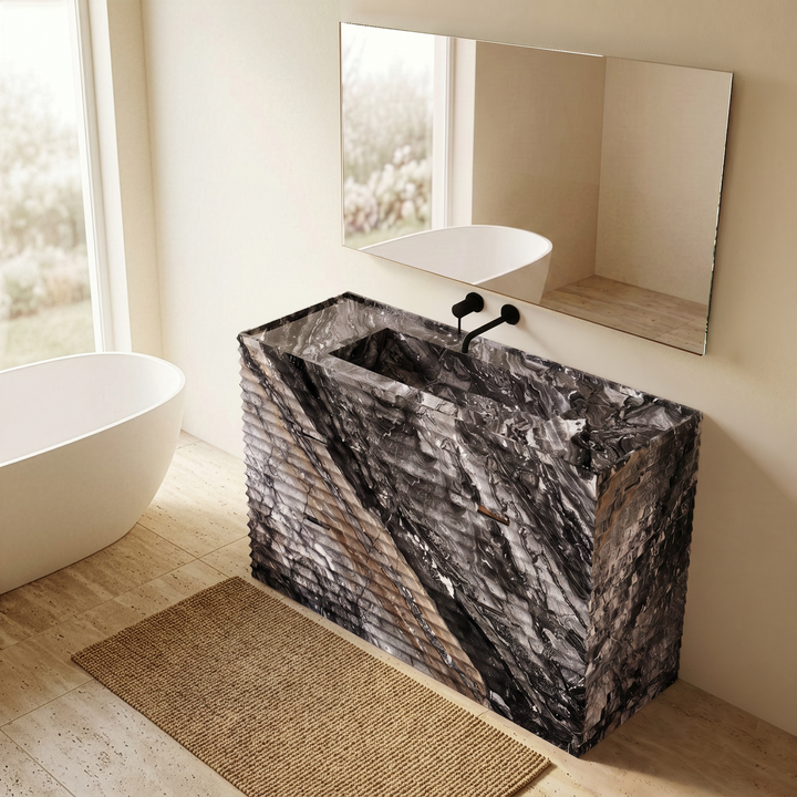 Njord - Ribbed Marble Bathroom Vanity