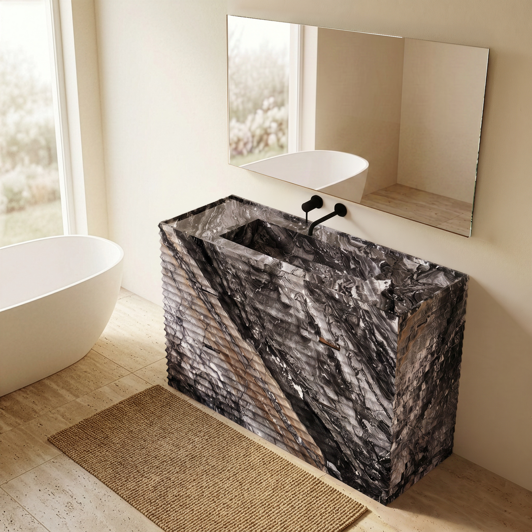 Njord - Ribbed Marble Bathroom Vanity