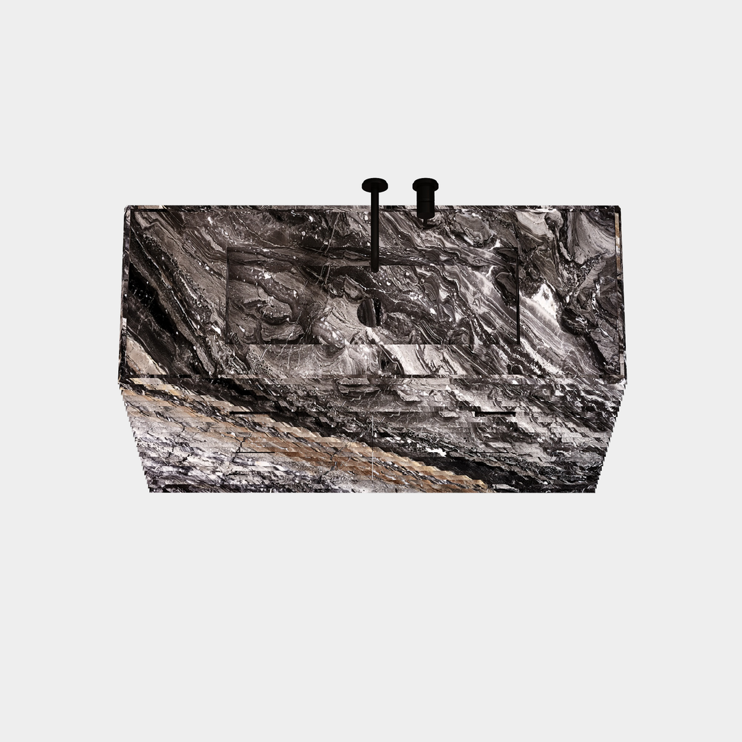 Njord - Ribbed Marble Bathroom Vanity - Grey Galaxy - Large