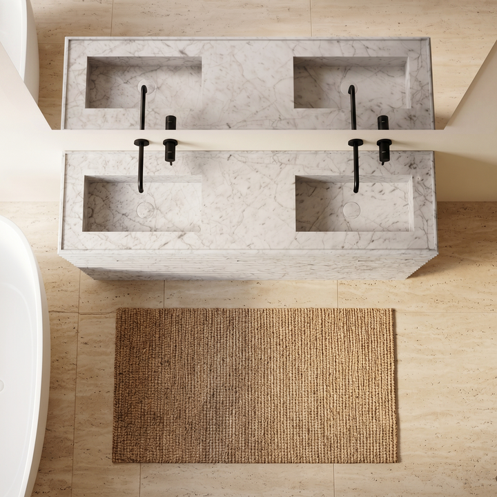 Njord - Ribbed Marble - Double Basin Bathroom Vanity