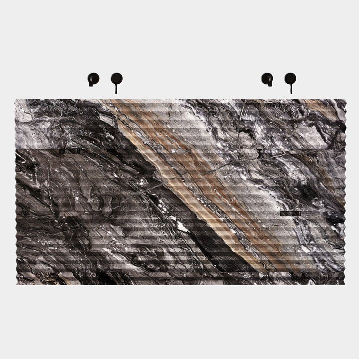 Njord - Ribbed Marble - Double Basin Bathroom Vanity - Grey Galaxy