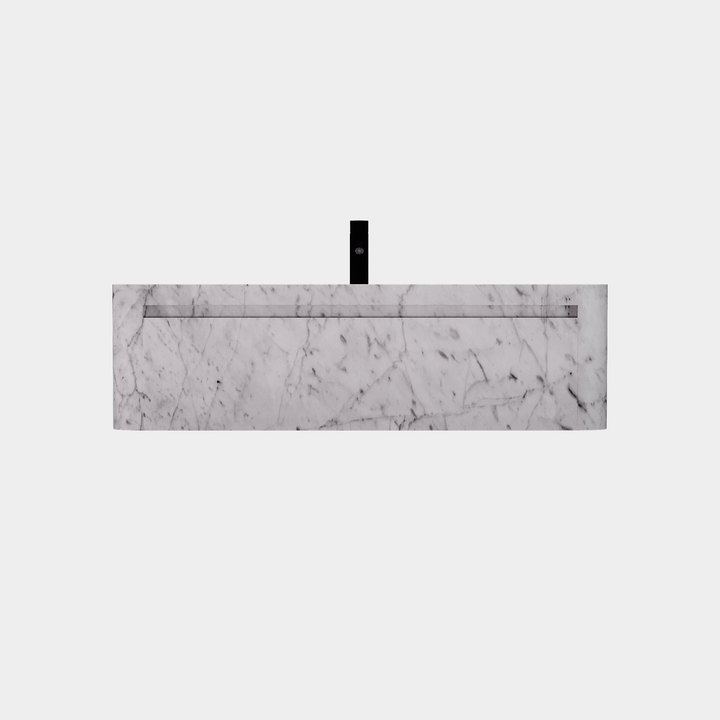 Lyke single wall-mounted vanity large front view in White Carrara