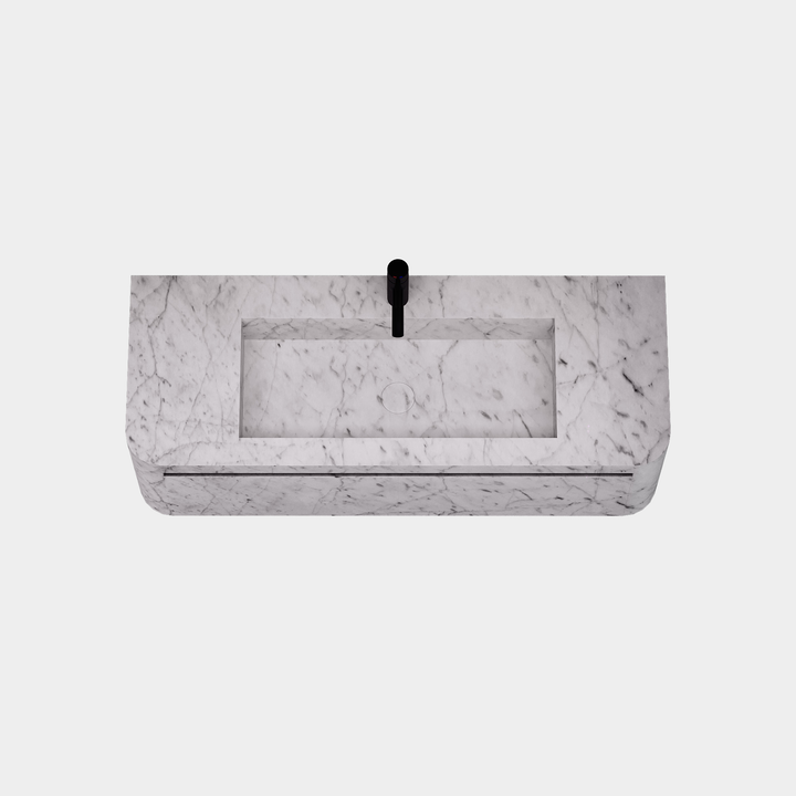 Lyke single wall-mounted vanity large top view in White Carrara