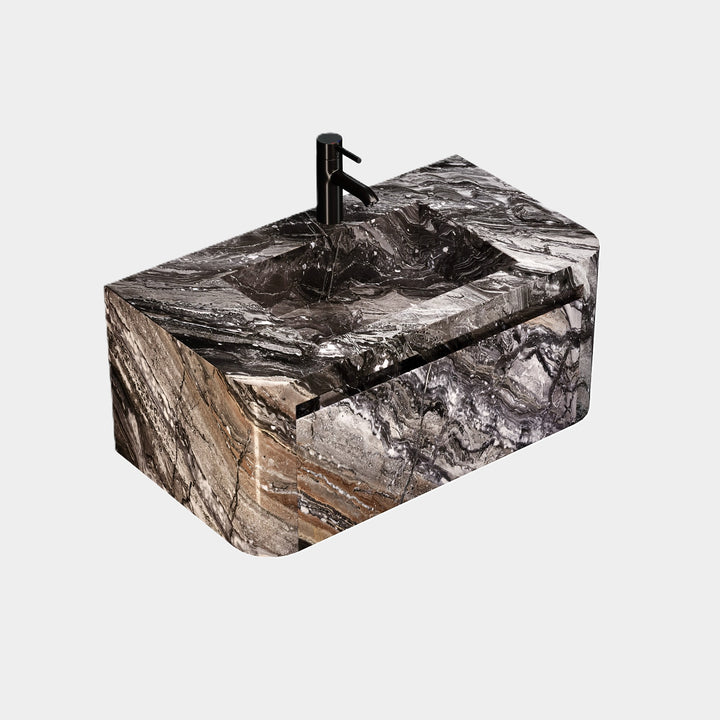 Lyke single vanity medium side view in Grey Galaxy