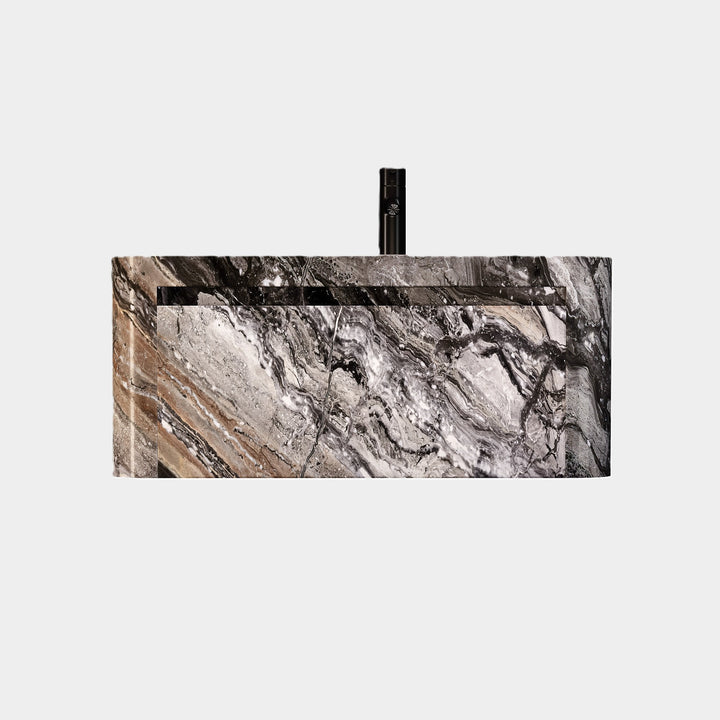 Lyke single wall-mounted vanity medium front view in Grey Galaxy