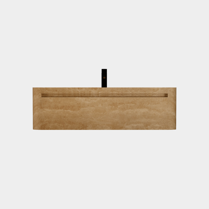 Lyke single wall-mounted vanity large front view in Beige Travertine