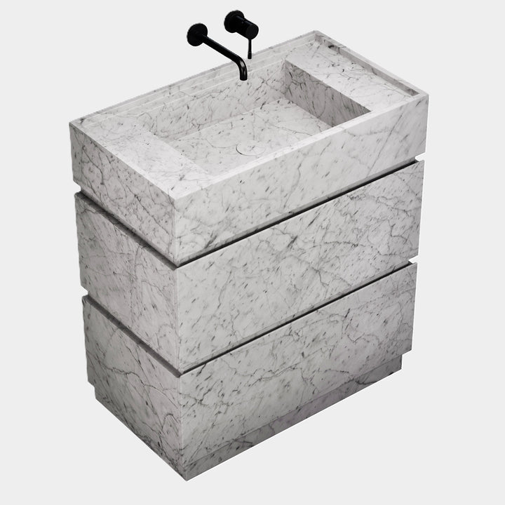 Orca - Marble Bathroom Vanity - White Carrara - Medium