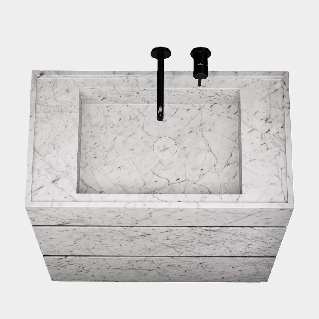 Orca - Marble Bathroom Vanity - White Carrara - Medium