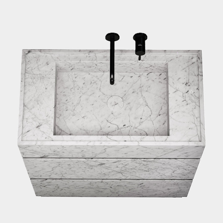 Orca - Marble Bathroom Vanity - White Carrara - Medium