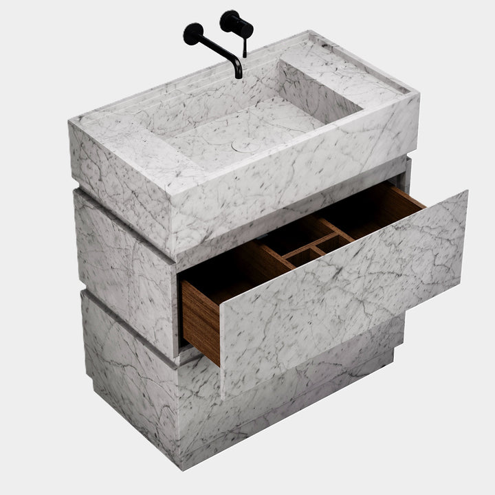 Orca - Marble Bathroom Vanity - White Carrara - Medium