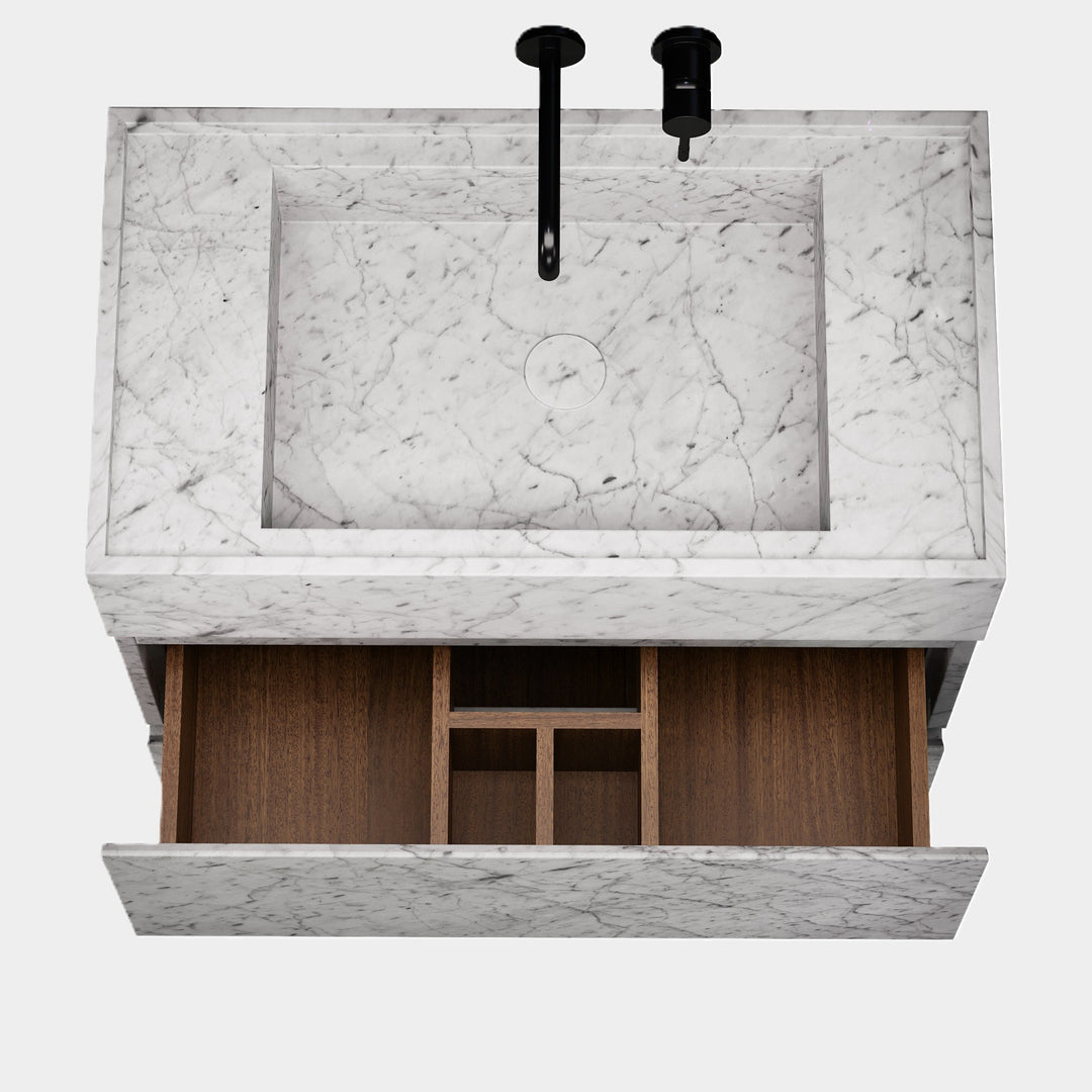 Orca - Marble Bathroom Vanity - White Carrara - Medium