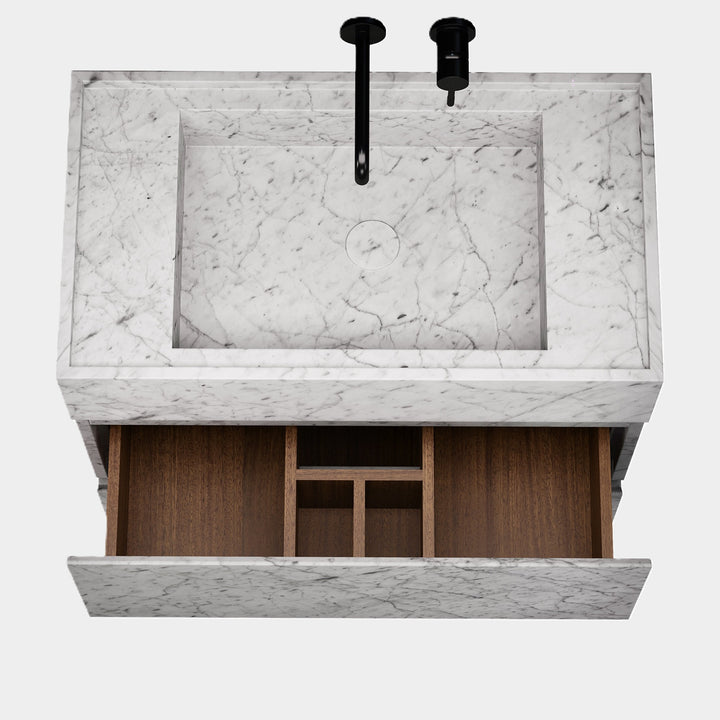 Orca - Marble Bathroom Vanity - White Carrara - Medium