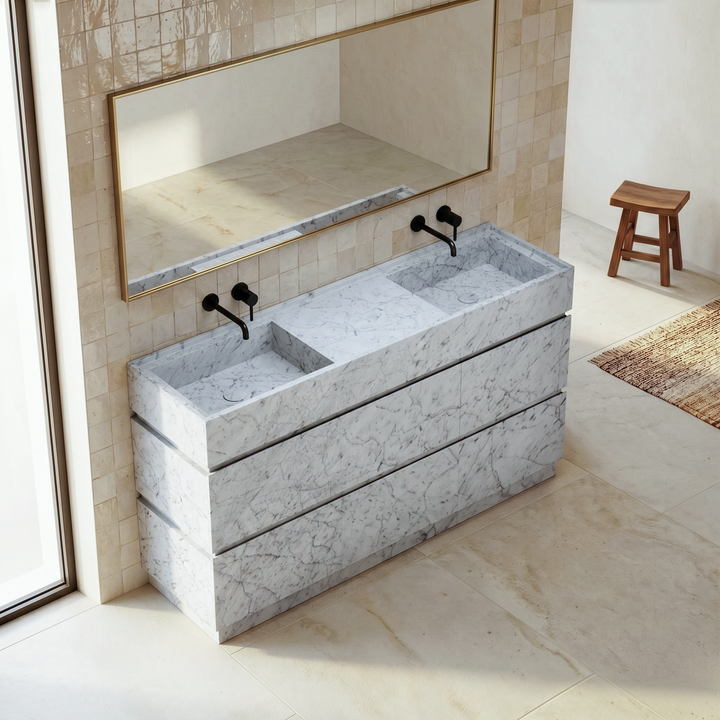 Orca - Double Basin Marble Bathroom Vanity