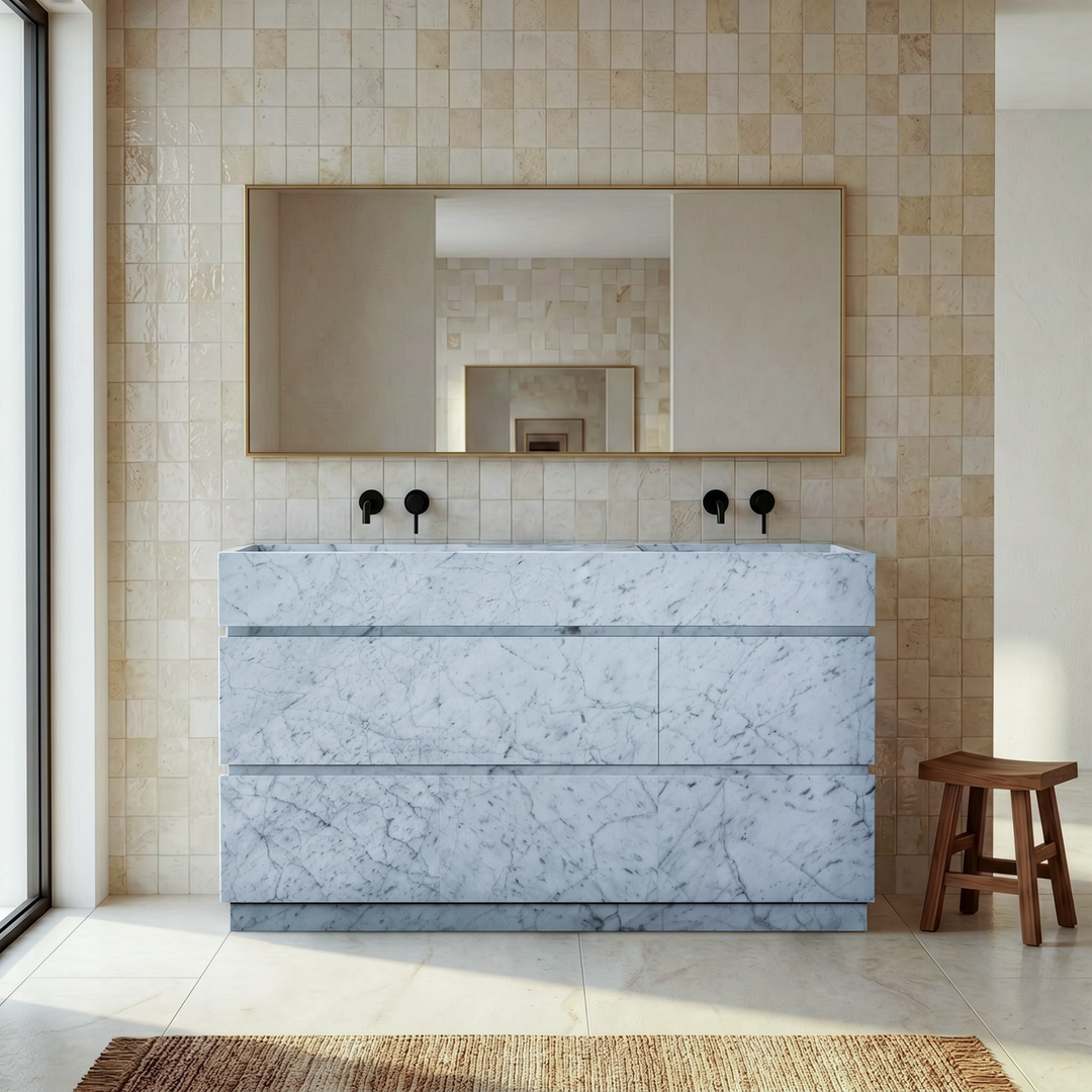 Orca - Double Basin Marble Bathroom Vanity