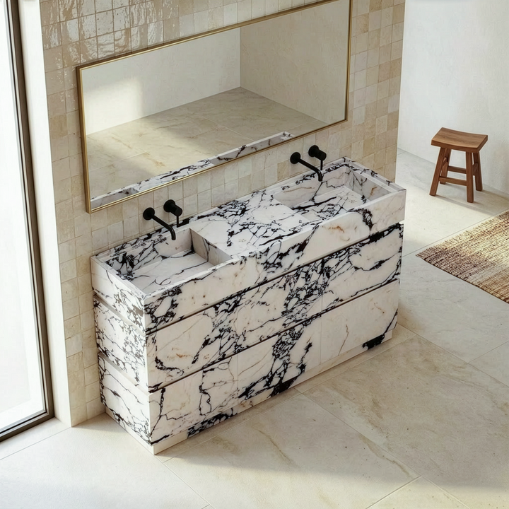 Orca - Double Basin Marble Bathroom Vanity