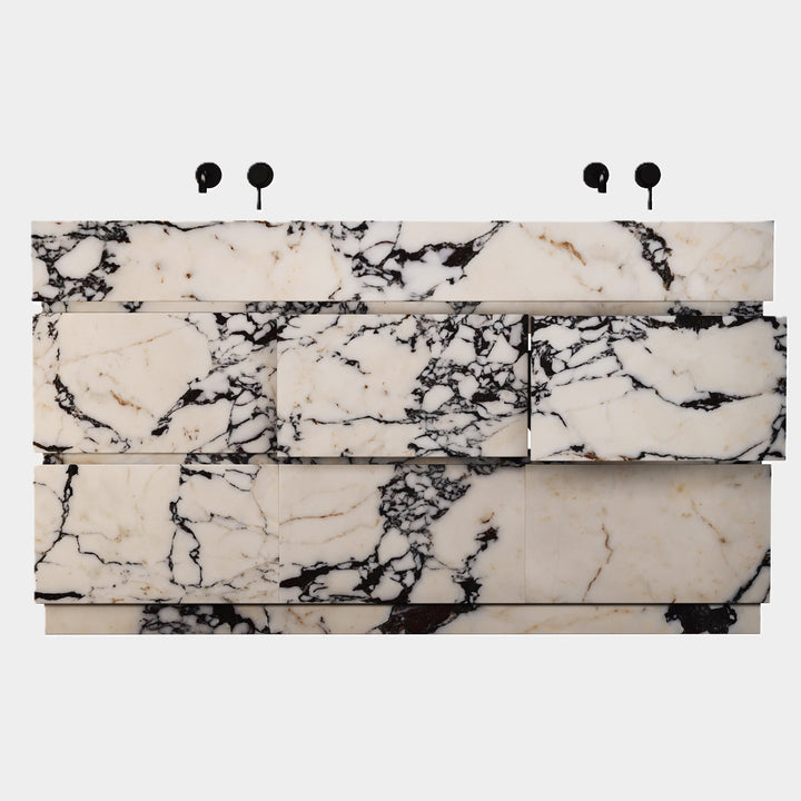 Orca - Double Basin Marble Bathroom Vanity - Calacatta Viola